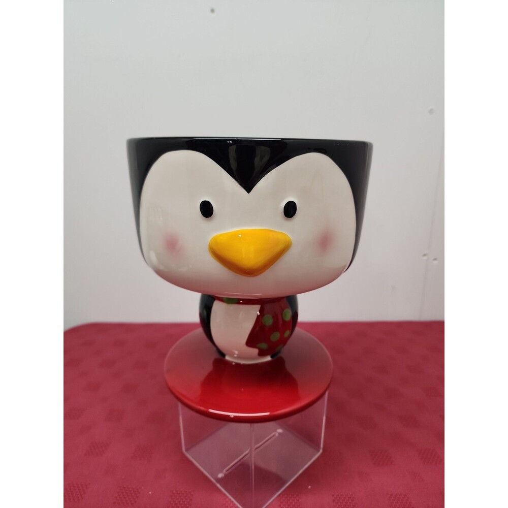 CKAO Ceramic Christmas Penguin Centerpiece Bowl Whimsical Festive Fun